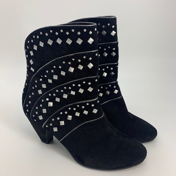 Vaneli Black Suede Ankle Boots with Silver studs Size 8M - Picture 1 of 8